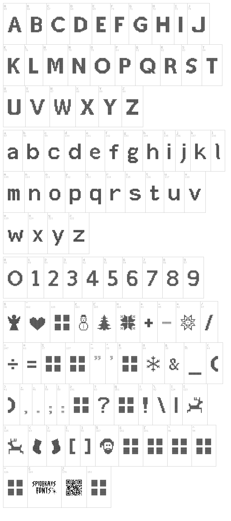 Christmas Jumper font map